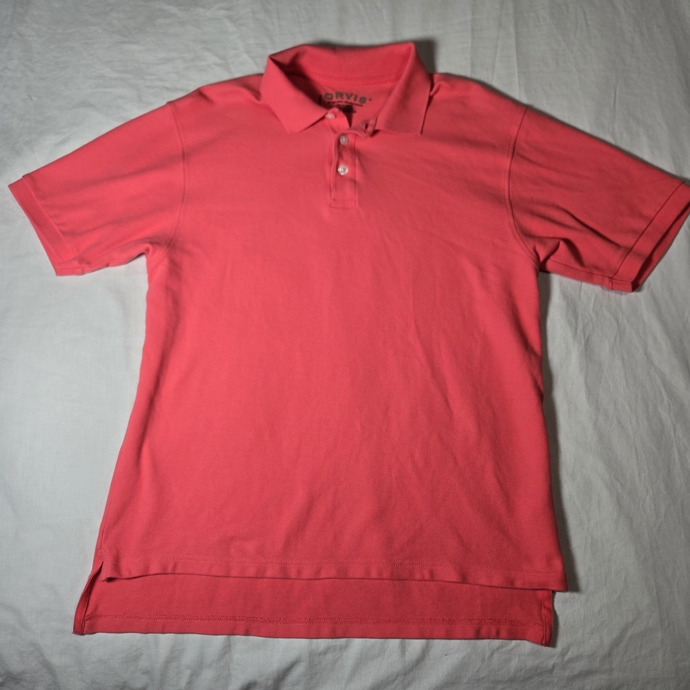 Orvis Golf Polo Shirt Short Sleeve Men's Large‎ Coral  Heavy Cotton - Picture 8 of 10